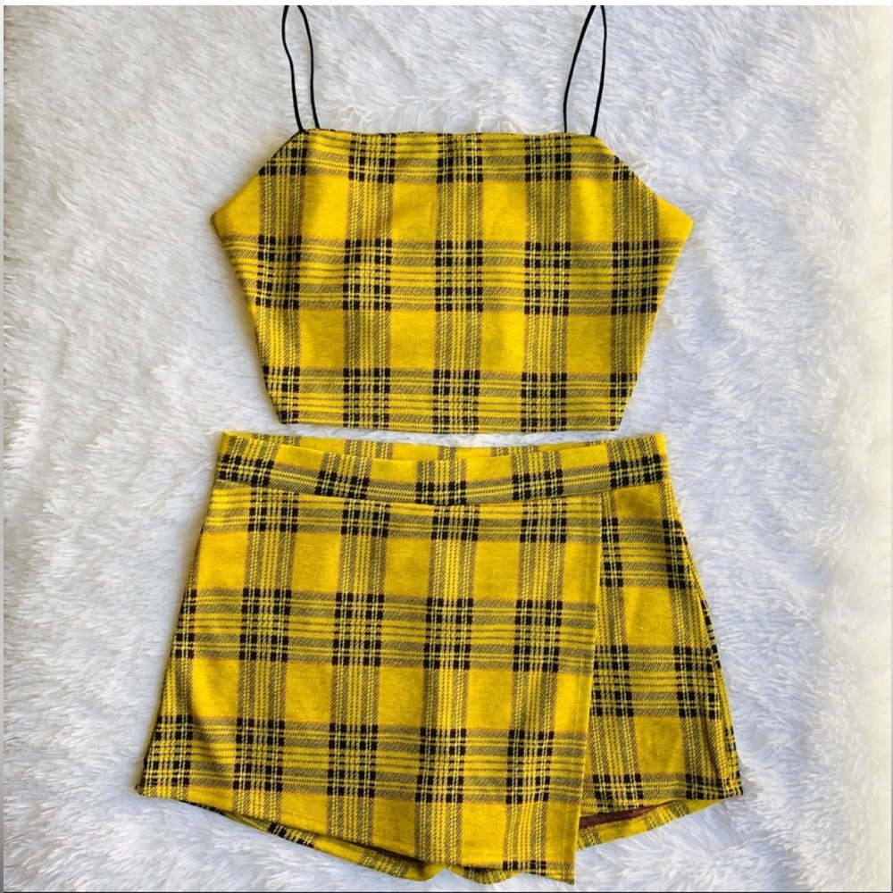 Yellow Checkered 2pc Set